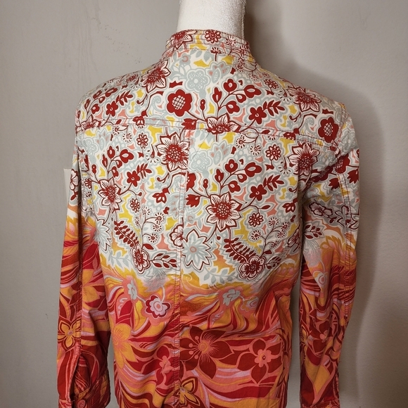 Chico's floral shacket. Orange cream.  Size 1 or 8. - Picture 10 of 14